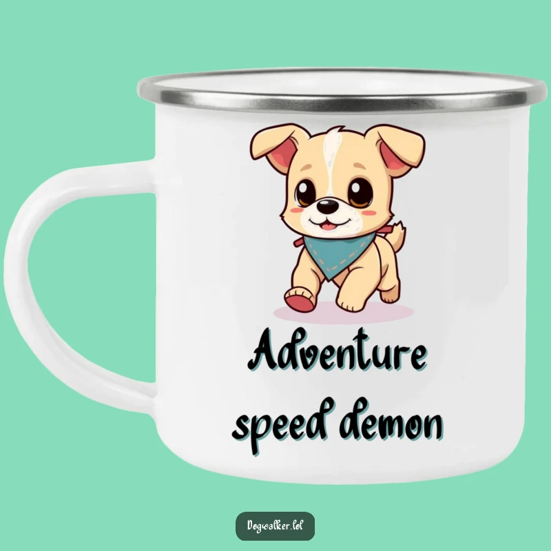 Funny Energetic Dog Camping Mug: Fast Pup Enamel Cup, Hilarious Outdoor Gift