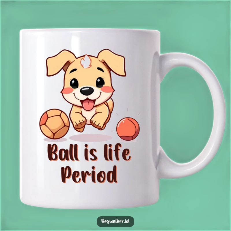 Funny Fetch Dog Mug: Floppy Eared Pup Chasing Ball, Perfect Dog Lover Gift