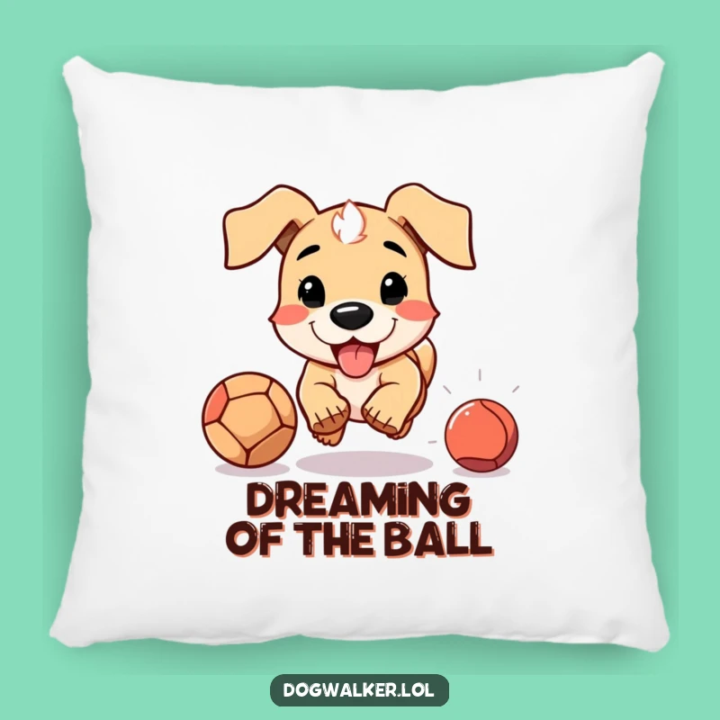 Funny Throw Pillow: Dog Chases Ball, Cozy Comfort with Hilarious Flair