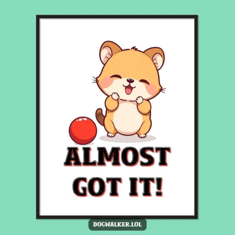 Funny Animal Ball Digital Art: Instant Action Decor Gift