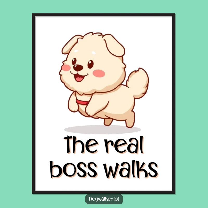 Funny Dog Walker Digital Art: Happy Pup Printable, Hilarious Pet Gift
