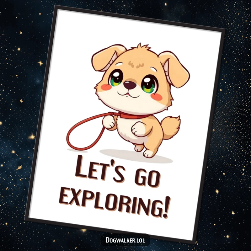 Funny Digital Art: A giggling animal with wide, bright eyes is playfully pulled by a long leash, capturing pure amusement.