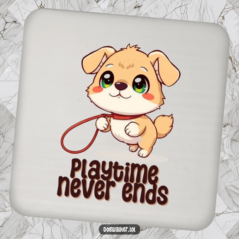 Funny Coaster: A giggling animal with big bright eyes is playfully pulled by a leash, adding humor to your drink setup.