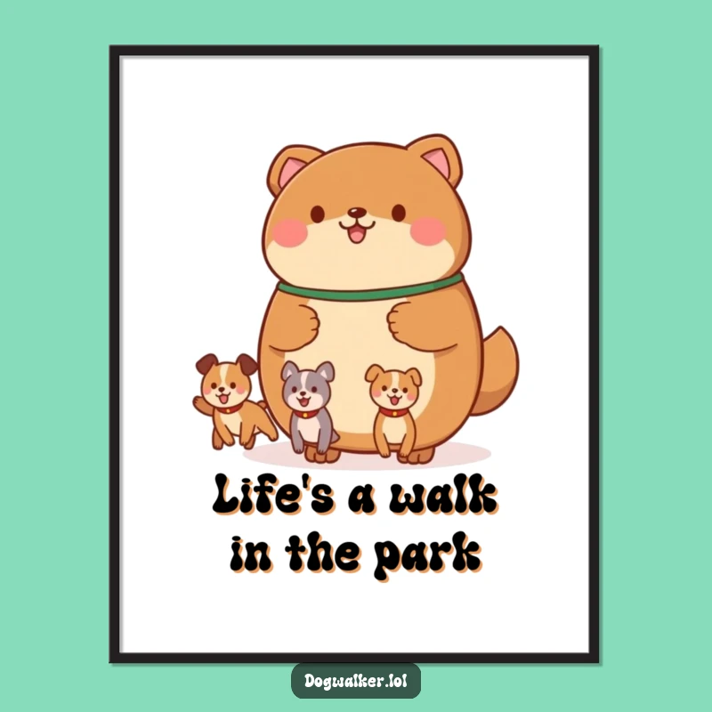 Funny Free Printable Wall Art: Dog Walker Animal, Whimsical Downloadable Decor Gift