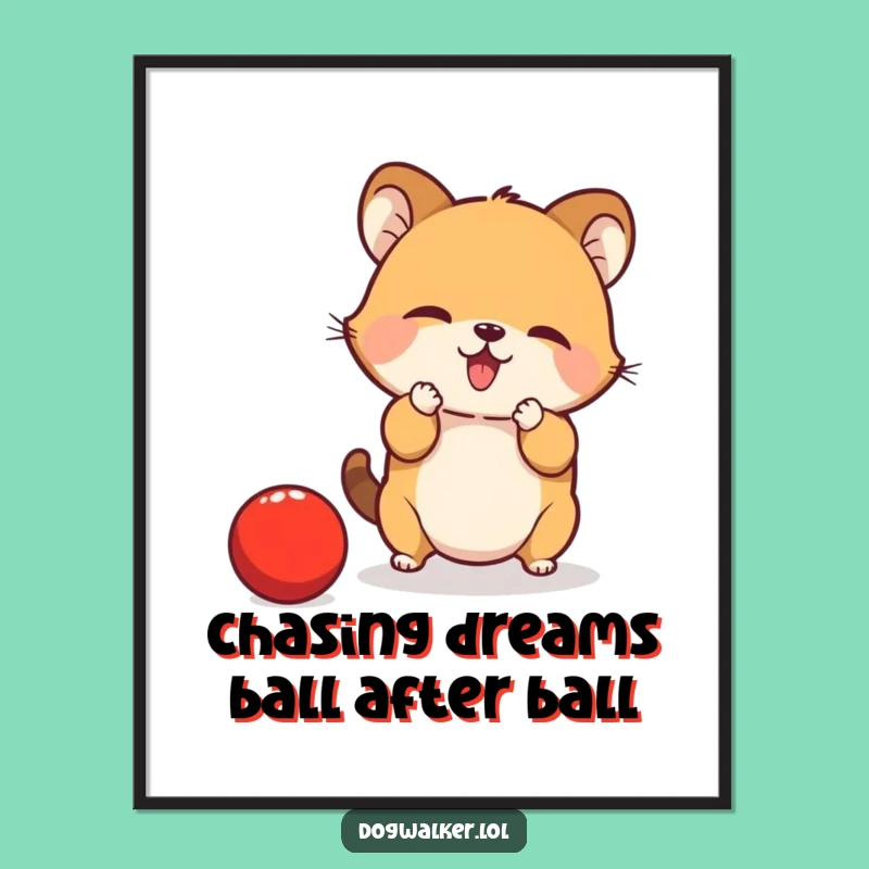 Funny Free Printable Wall Art: Playful Animal Ball Chase Action!
