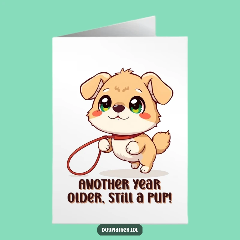 Free Printable Funny Birthday Card: Giggling Animal Leash Fun!